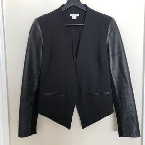 Designer Suit Jacket Black Wool/Leather